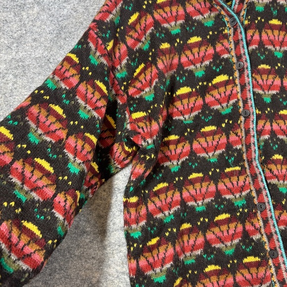 Vintage L.A.M. Alpaca Knit Cardigan Multicolor Size 44 Oversized Boho Relaxed - Picture 13 of 16